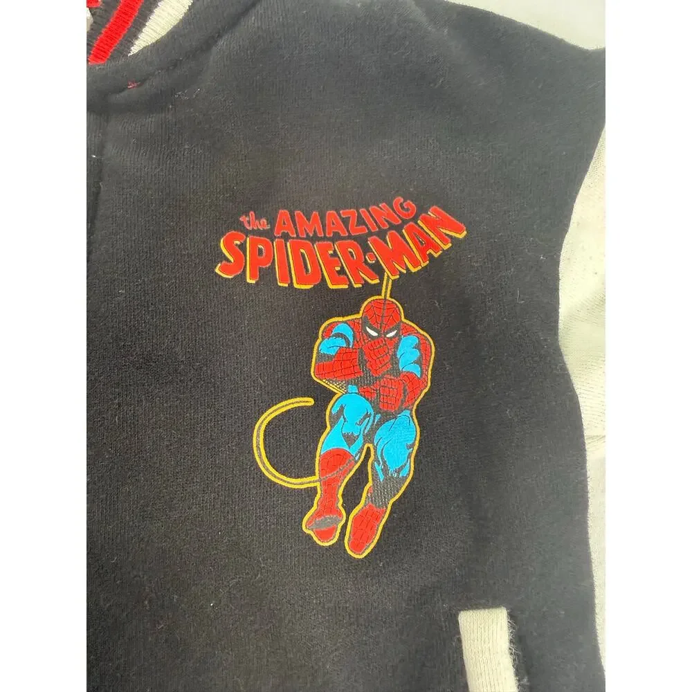 Marvel Spiderman Toddler 4T Bomber Jacket Varsity Jacket Boys Black Spider Man